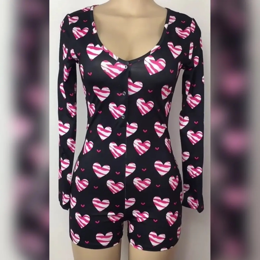 Black w/ Pink Hearts Onesie